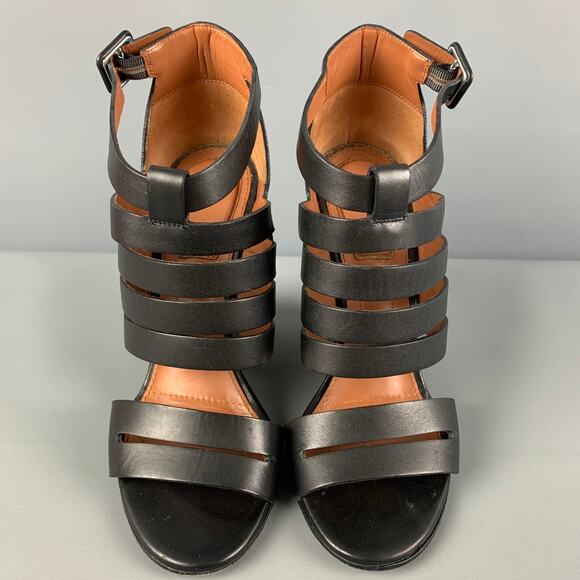GIVENCHY Size 6.5 Black Metal Wedge Sandals - Picture 4 of 7